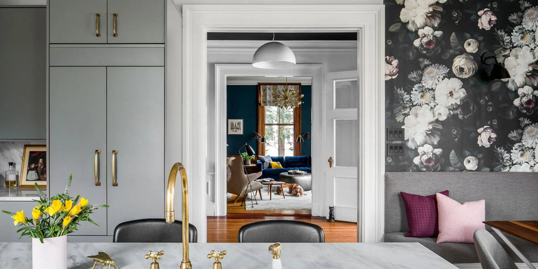 Dark Floral Wallpaper in Designer Cecilia Casagrande’s Kitchen - Ellie Cashman Design