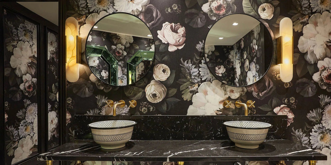 Dark Floral Wallpaper in London Restaurant Bardo St James's by Edwards McCoy - Ellie Cashman Design