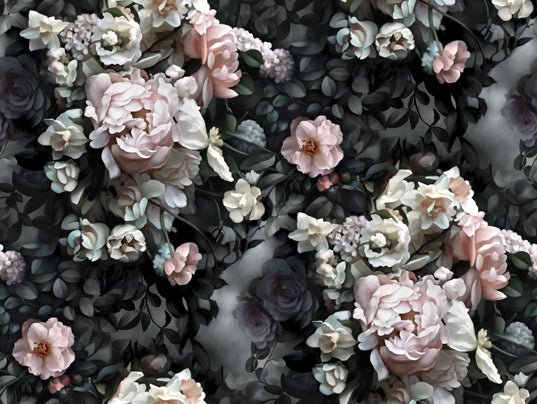 Gray Floral Wallpaper