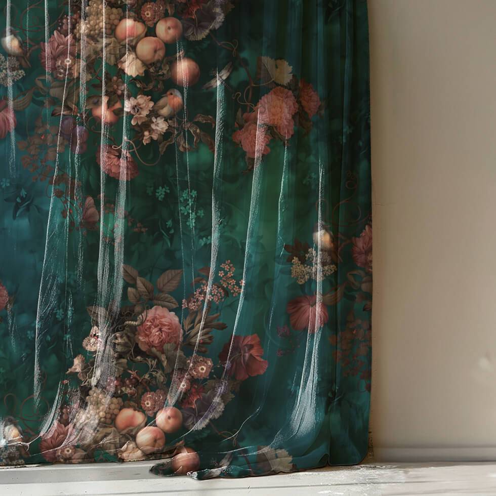 Dark Botanical Fabric Sample - fabric_samples - Ellie Cashman Design