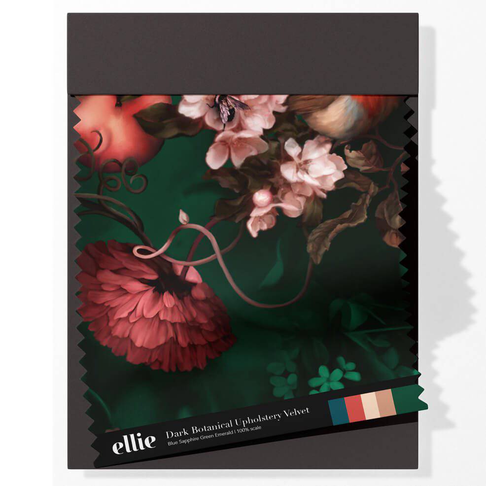 Dark Botanical Fabric Sample - fabric_samples - Ellie Cashman Design