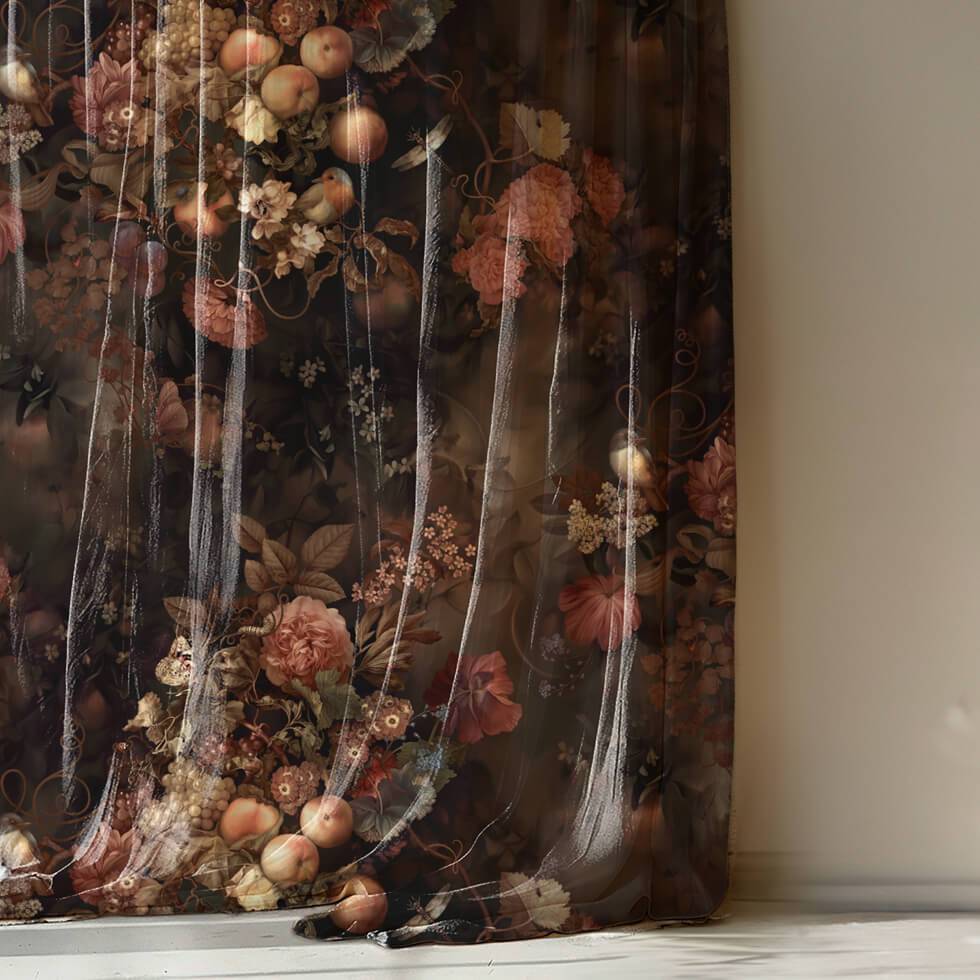 Dark Botanical Fabric Sample - fabric_samples - Ellie Cashman Design