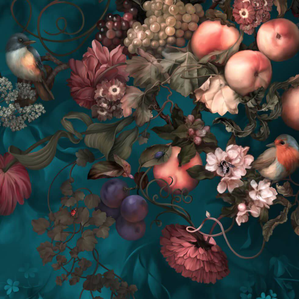 Dark Botanical Wallpaper Sample - wallpaper_samples - Ellie Cashman Design