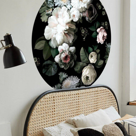 Dark Floral Circle Wallpaper - circle_wallpaper_2 - Ellie Cashman Design