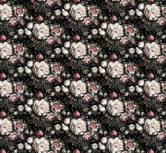 Dark Floral II Black Saturated (WxH | 438x406 cm | 172"x160") - wallpaper_remnant - Ellie Cashman Design