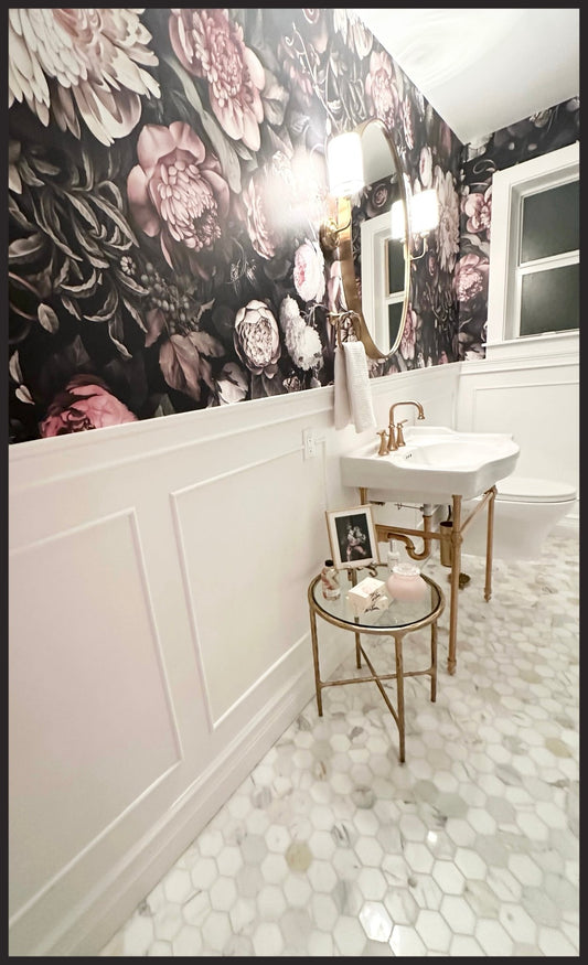 Dark Floral II Black Saturated (WxH | 438x406 cm | 172"x160") - wallpaper_remnant - Ellie Cashman Design