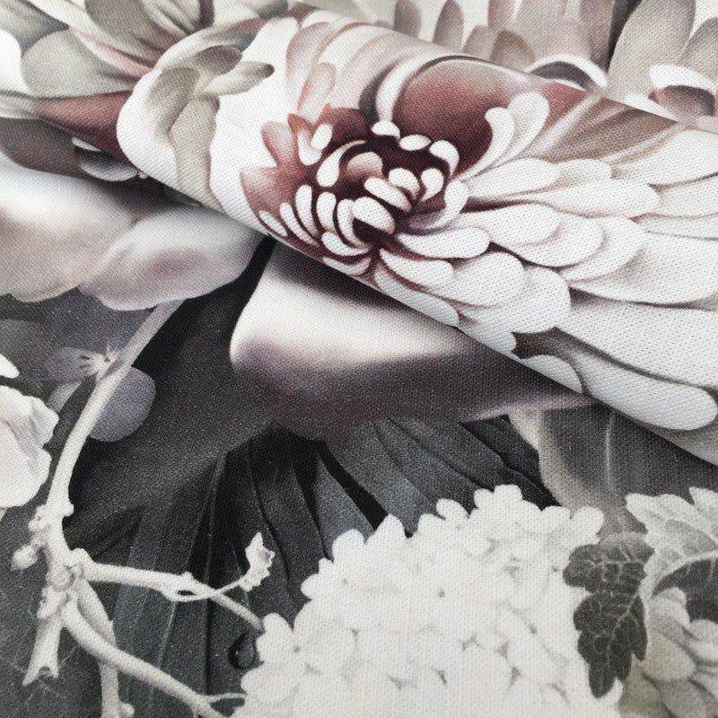 Dark Floral II on Linen Fabric - fabric - Ellie Cashman Design