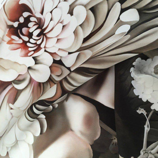 Dark Floral II on Silk Satin Fabric - fabric - Ellie Cashman Design