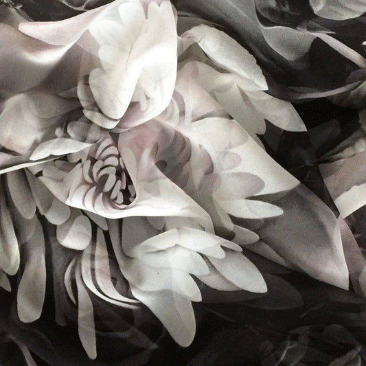 Dark Floral II on Silk Voile Fabric - fabric - Ellie Cashman Design