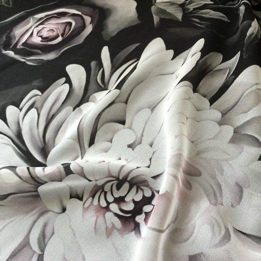 Dark Floral II on Silk Voile Fabric - fabric - Ellie Cashman Design
