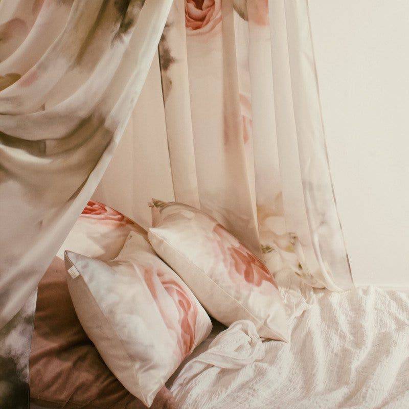 Incandescent Rose on Silk Satin Cushion (60 x 40 cm) - cushions - Ellie Cashman Design