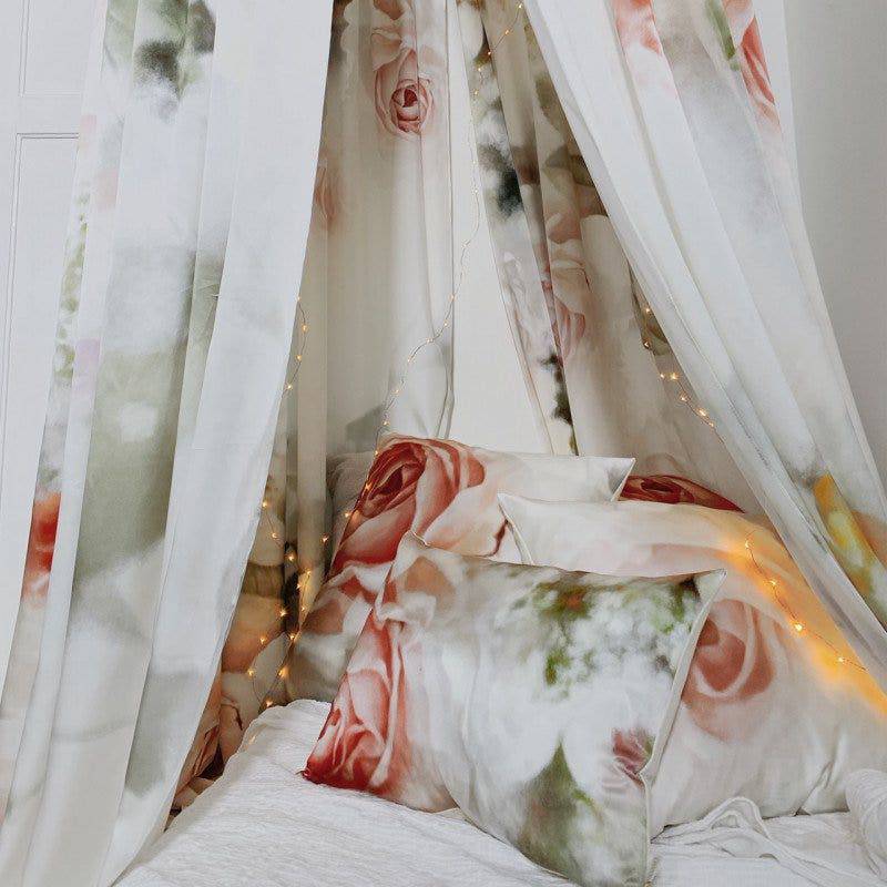 Incandescent Rose on Silk Satin Fabric - fabric - Ellie Cashman Design