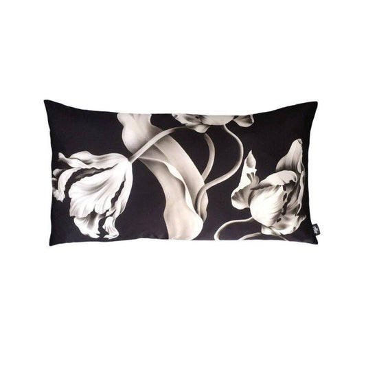Twisting Tulips on Silk Satin Cushion (90 x 50 cm) - cushions - Ellie Cashman Design