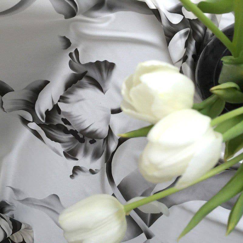 Twisting Tulips on Silk Satin Fabric - fabric - Ellie Cashman Design