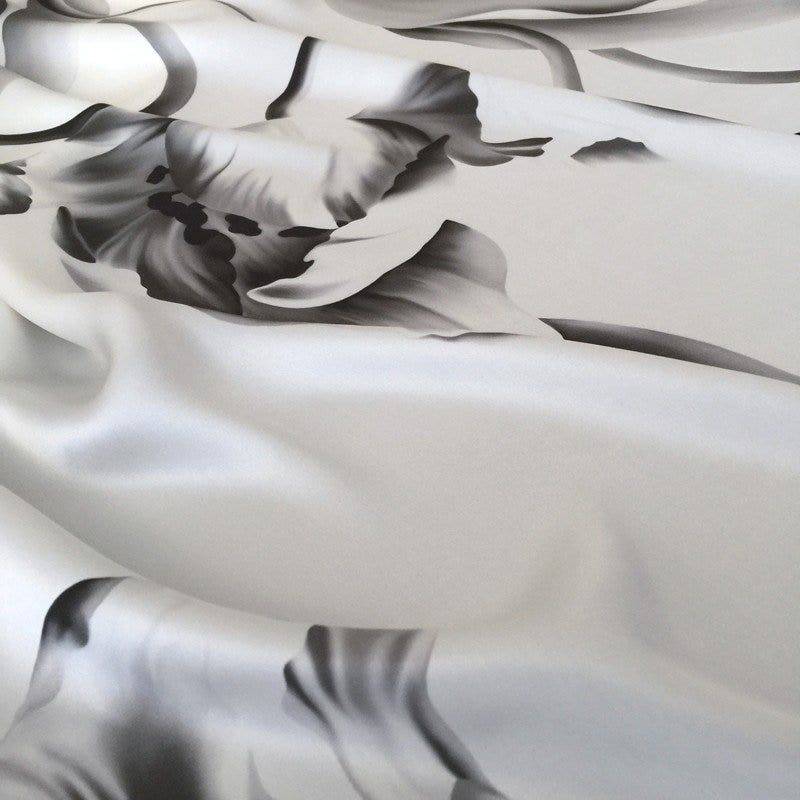Twisting Tulips on Silk Satin Fabric - fabric - Ellie Cashman Design
