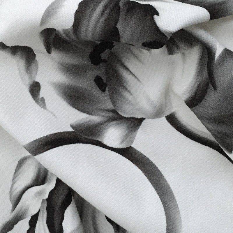 Twisting Tulips White on Heavy Cotton Fabric - fabric - Ellie Cashman Design