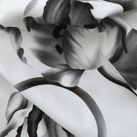 Twisting Tulips White on Heavy Cotton Fabric - fabric - Ellie Cashman Design