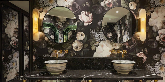 Dark Floral Wallpaper in London Restaurant Bardo St James's by Edwards McCoy - Ellie Cashman Design