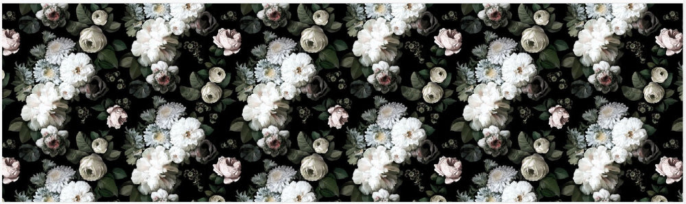 Dark Floral Classic Black Wallpaper Remnant (WxH | 600x175 cm | 236x69") - Ellie Cashman Design