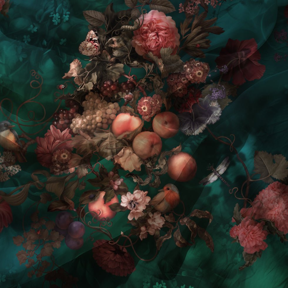 Dark Botanical Fabric - fabric_per_meter - Ellie Cashman Design