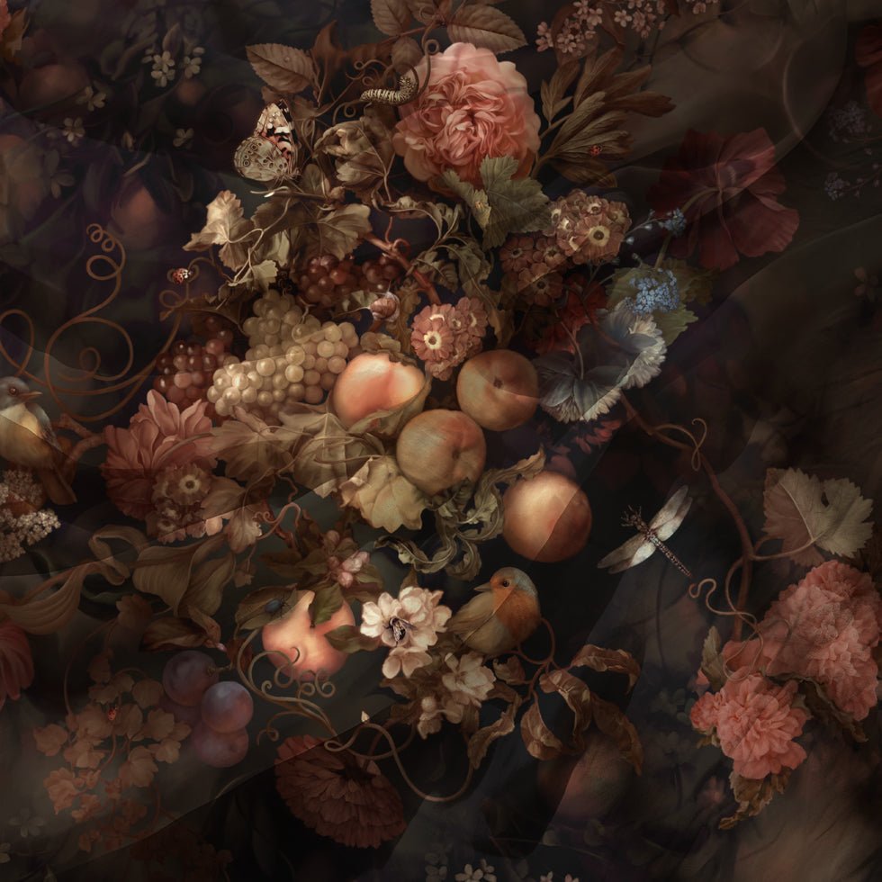 Dark Botanical Fabric - fabric_per_meter - Ellie Cashman Design