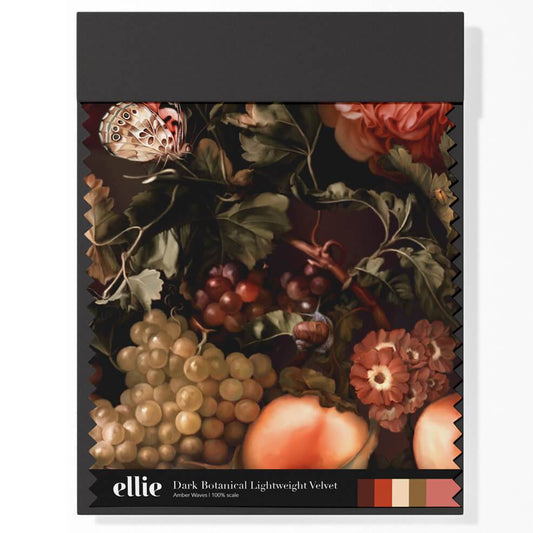 Dark Botanical Fabric Sample - fabric_samples - Ellie Cashman Design