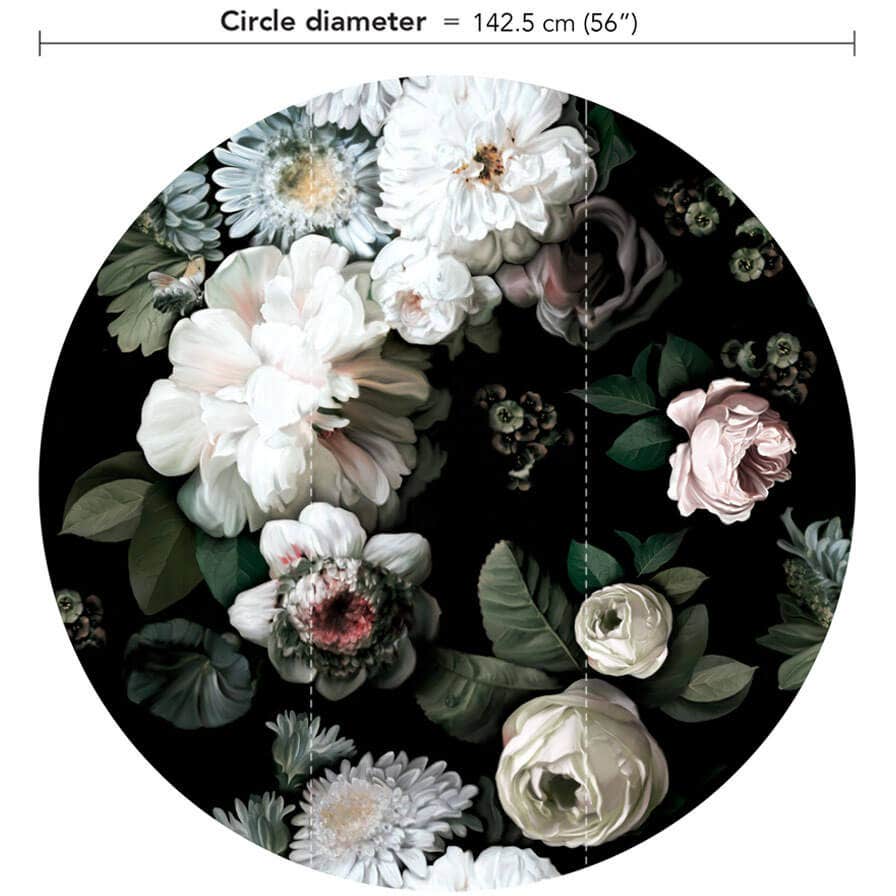 Dark Floral Circle Wallpaper - circle_wallpaper_2 - Ellie Cashman Design