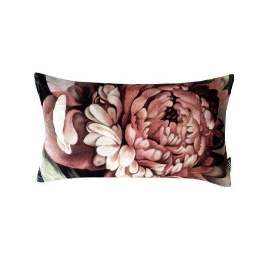 Dark Floral II Black Saturated on Silk Satin Cushion (50 x 30 cm) - cushions - Ellie Cashman Design