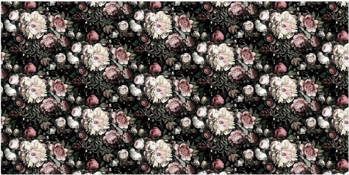 Dark Floral II Black Saturated Wallpaper Remnant (WxH | 540x269 cm | 212x106") - wallpaper_remnant - Ellie Cashman Design
