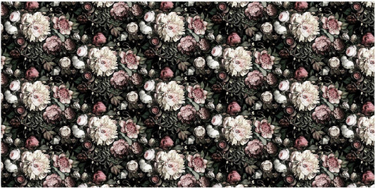 Dark Floral II Black Saturated Wallpaper Remnant (WxH | 540x269 cm | 212x106") - wallpaper_remnant - Ellie Cashman Design