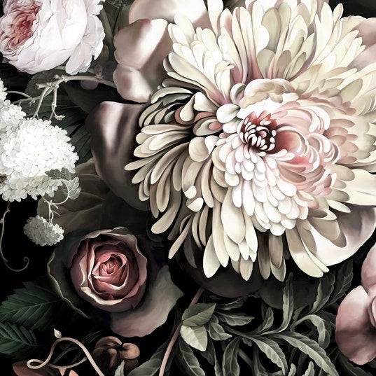 Dark Floral II Black Saturated (WxH | 438x406 cm | 172"x160") - wallpaper_remnant - Ellie Cashman Design