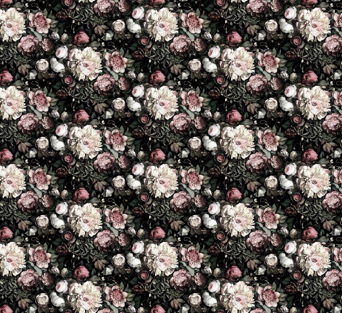 Dark Floral II Black Saturated (WxH | 438x406 cm | 172"x160") - wallpaper_remnant - Ellie Cashman Design