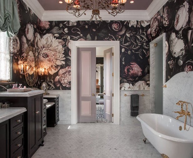 Dark Floral II Black Saturated (WxH | 438x406 cm | 172"x160") - wallpaper_remnant - Ellie Cashman Design