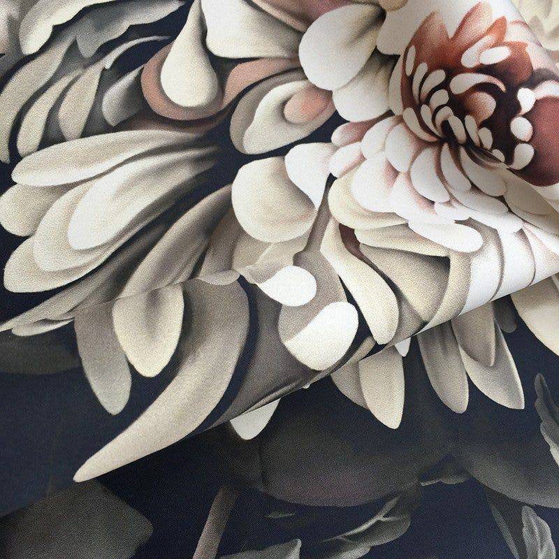 Dark Floral II on Polyester Duchess Fabric - fabric - Ellie Cashman Design