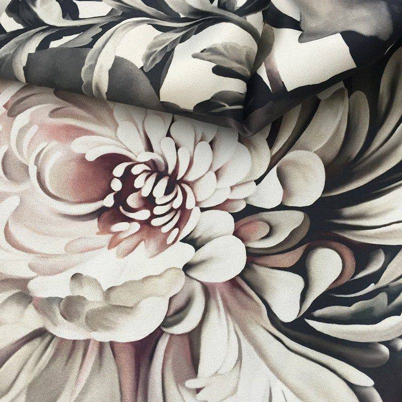 Dark Floral II on Polyester Duchess Fabric - fabric - Ellie Cashman Design