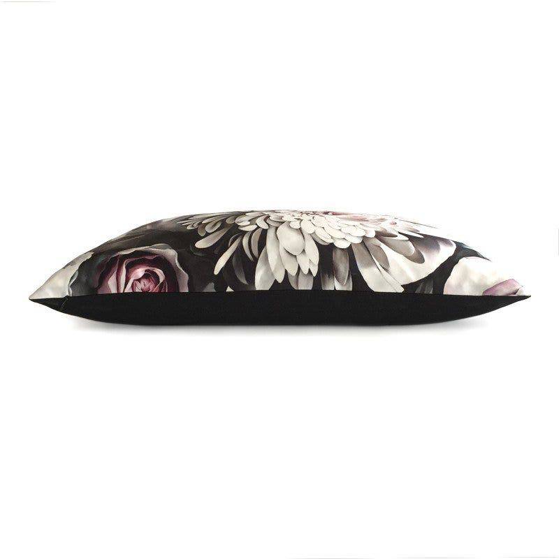 Dark Floral II on Silk Satin Cushion (60 x 40 cm) - cushions - Ellie Cashman Design
