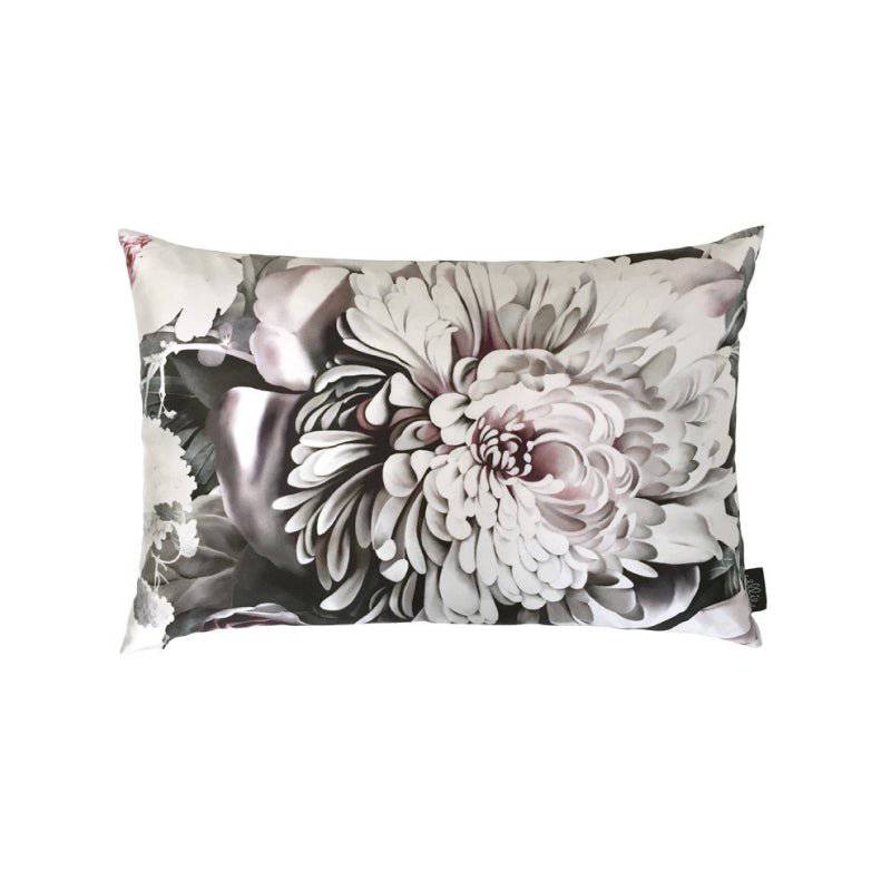 Dark Floral II on Silk Satin Cushion (60 x 40 cm) - cushions - Ellie Cashman Design