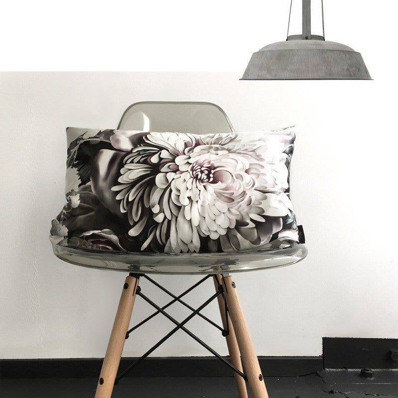 Dark Floral II on Silk Satin Cushion (60 x 40 cm) - cushions - Ellie Cashman Design