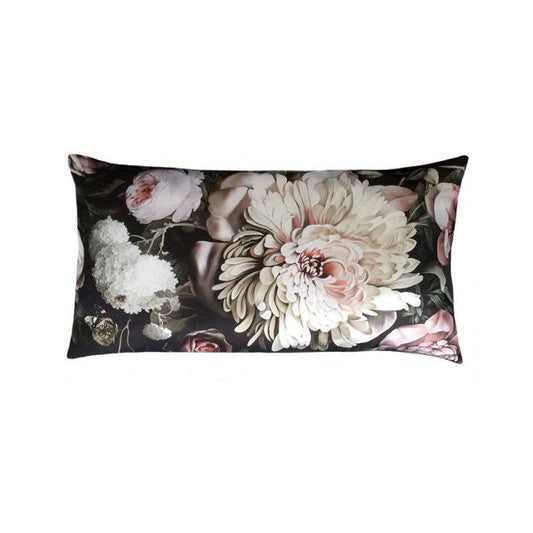 Dark Floral II on Silk Satin Cushion (90 x 50 cm) - cushions - Ellie Cashman Design