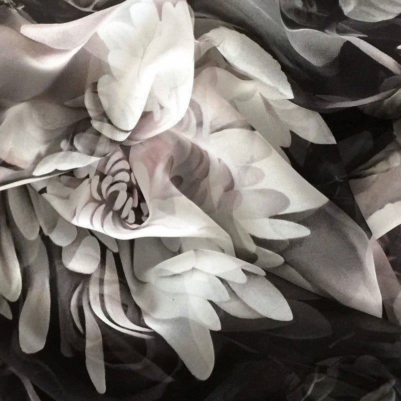 Dark Floral II on Silk Voile Fabric - fabric - Ellie Cashman Design