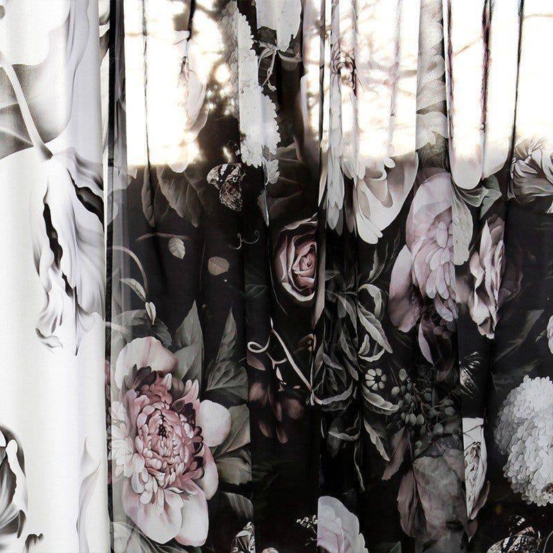 Dark Floral II on Silk Voile Fabric - fabric - Ellie Cashman Design
