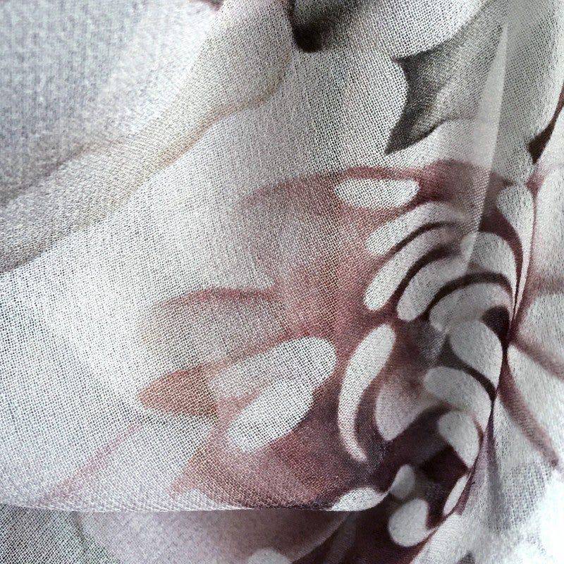 Dark Floral II on Silk Voile Fabric - fabric - Ellie Cashman Design