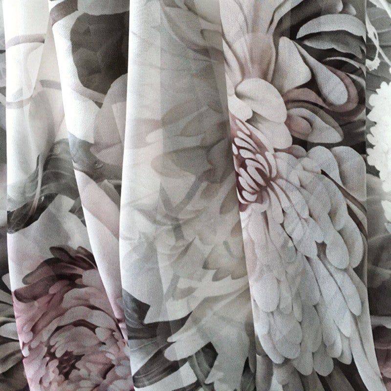 Dark Floral II on Silk Voile Fabric - fabric - Ellie Cashman Design