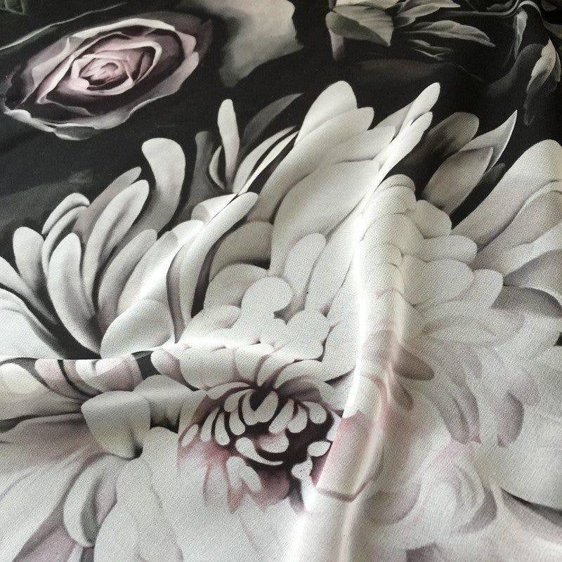 Dark Floral II on Silk Voile Fabric - fabric - Ellie Cashman Design