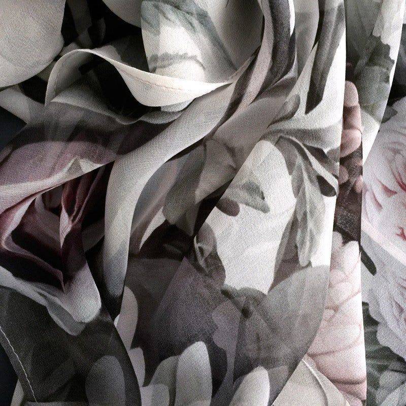 Dark Floral II on Silk Voile Fabric - fabric - Ellie Cashman Design
