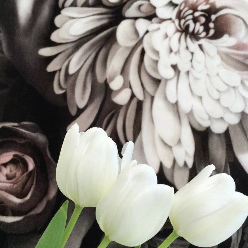Dark Floral II on Velvet Fabric - fabric - Ellie Cashman Design