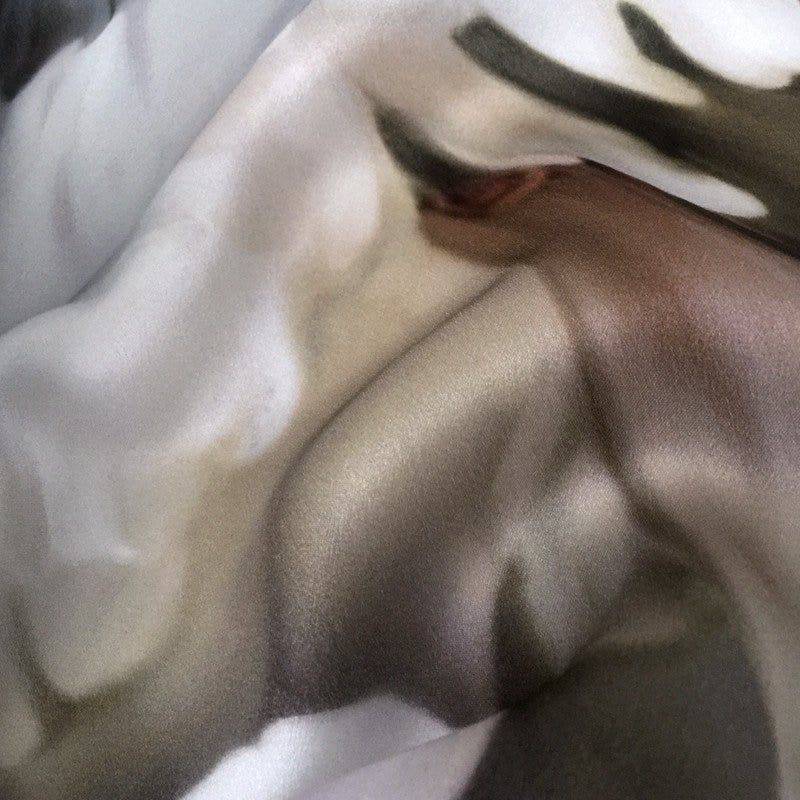 Dark Floral on Silk Satin Limone Fabric - fabric - Ellie Cashman Design