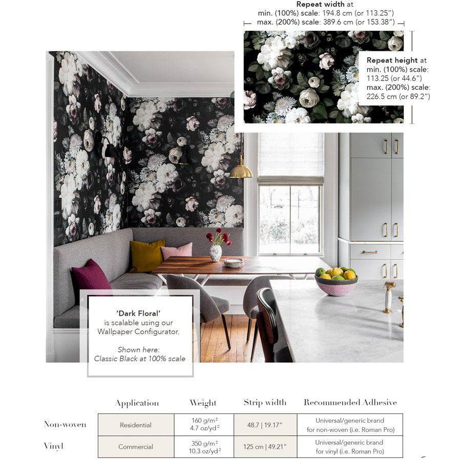 Dark Floral Wallpaper Sample - wallpaper_samples - Ellie Cashman Design
