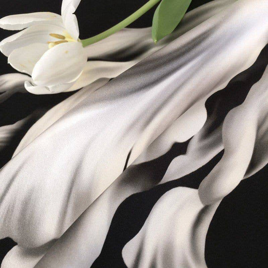 Twisting Tulips on Silk Satin Fabric - fabric - Ellie Cashman Design