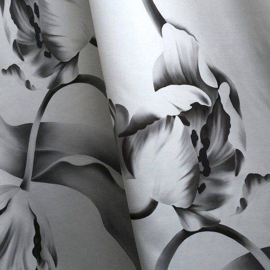 Twisting Tulips on Silk Satin Fabric - fabric - Ellie Cashman Design